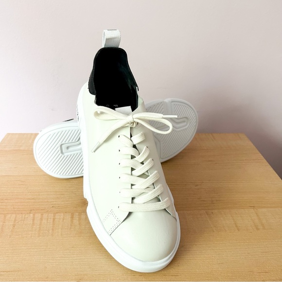 SCHUTZ + FIEVER Sneakers Melrose Black & Off-White Leather /Size Brazil 38 /US 9 - Picture 10 of 13
